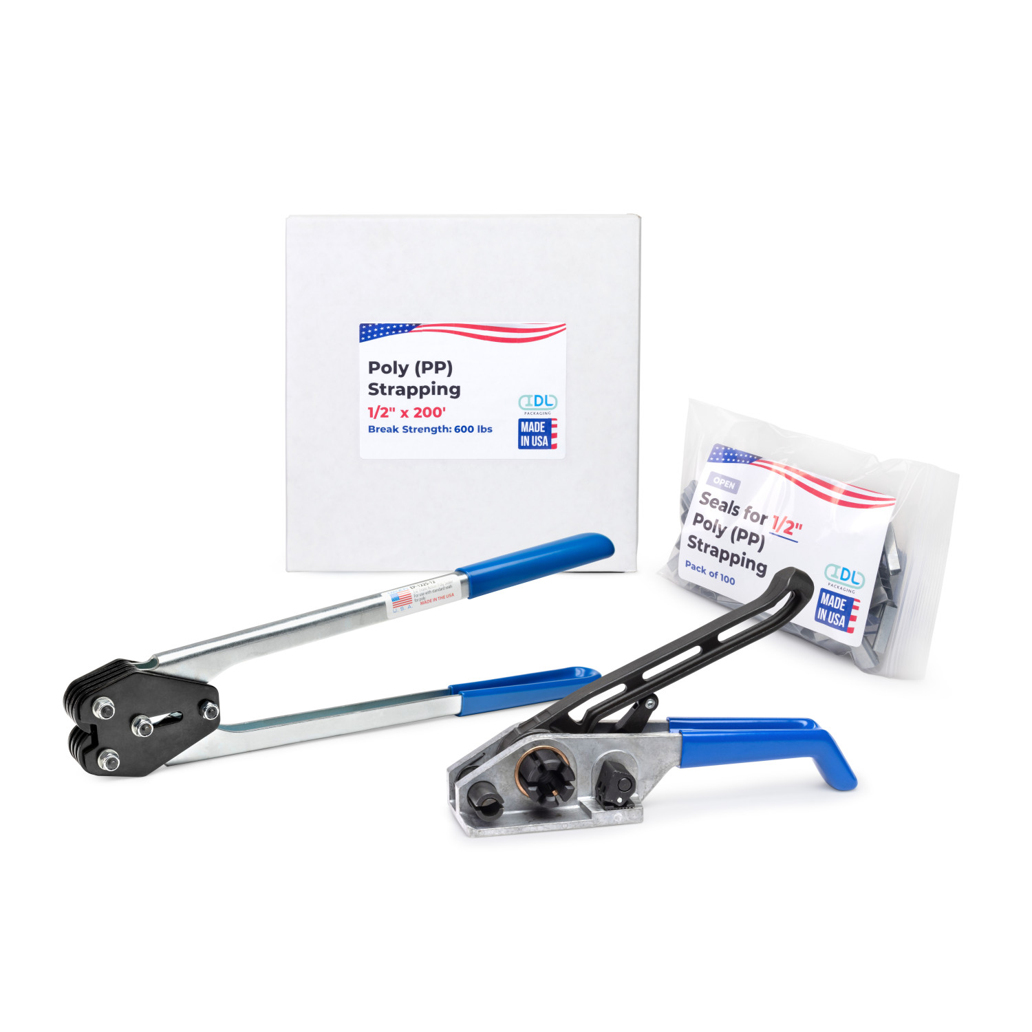 1/2" Polypropylene (PP) Strapping Kit, 600 lbs. Break Strength, USA Made 1/2" Polypropylene (PP) Strapping Kit, 600 lbs. Break Strength, USA Made